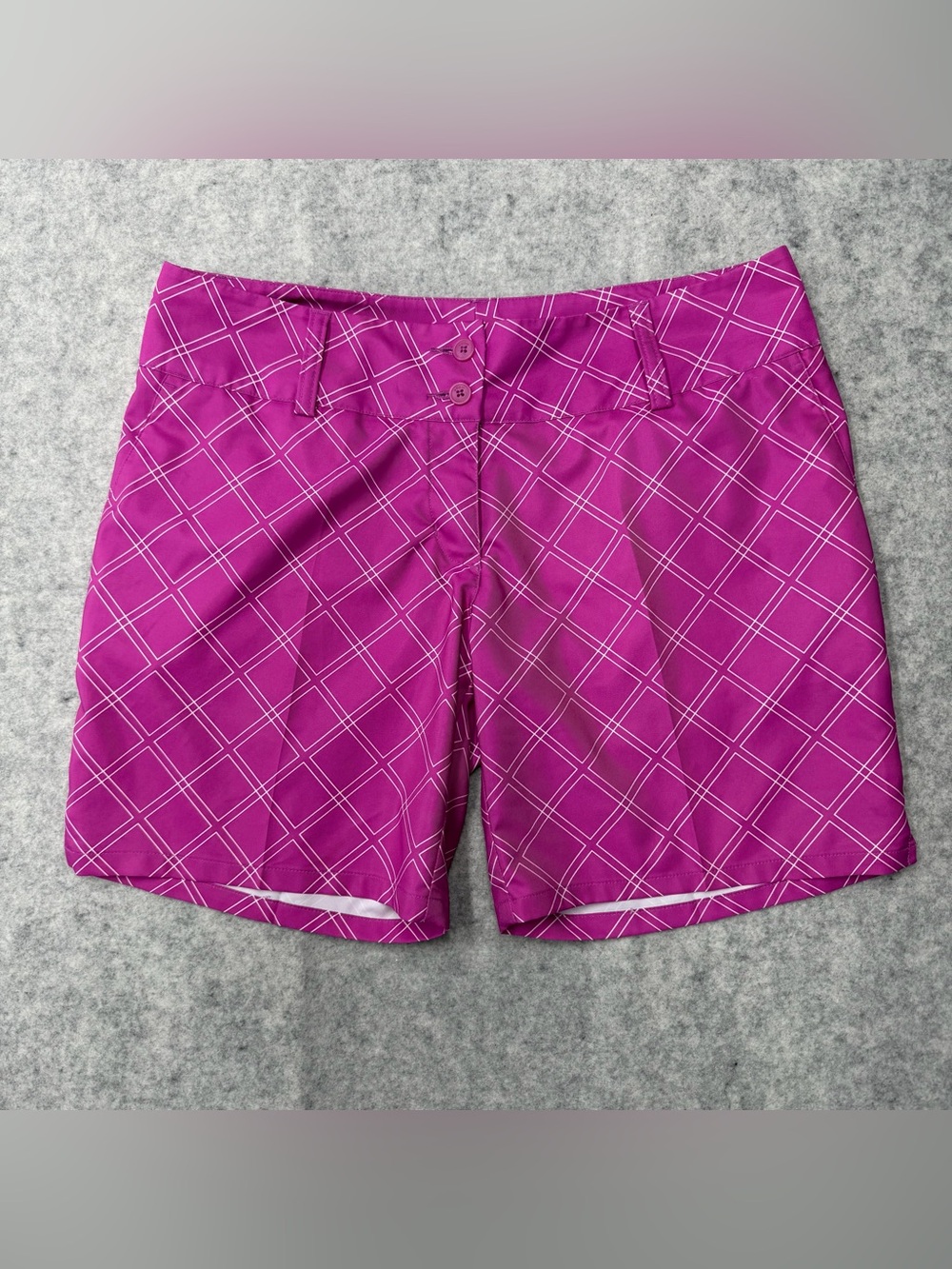 Adidas Golf Womens Pink Geometric Plaid Performance Stretch Shorts Size 8